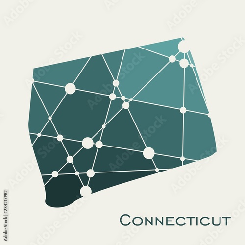 Image relative to USA travel. Connecticut state map textured by lines and dots pattern