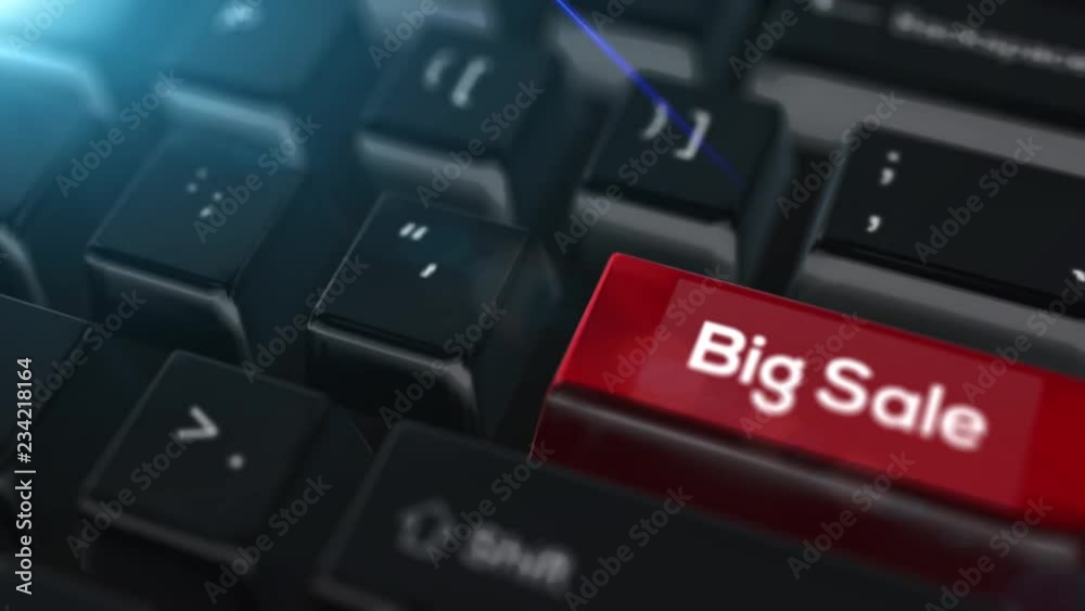 Animation close up computer keyboard with Big Sale Button Animation close up computer keyboard with Big Sale Button