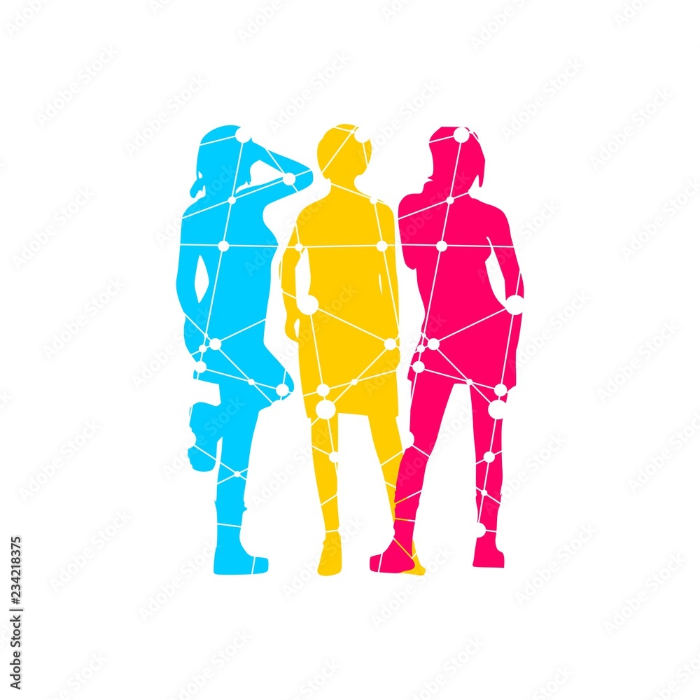 Fashion women silhouettes textured by lines and dots pattern. Various pose and cloth Fashion women silhouettes textured by lines and dots pattern. Various pose and cloth