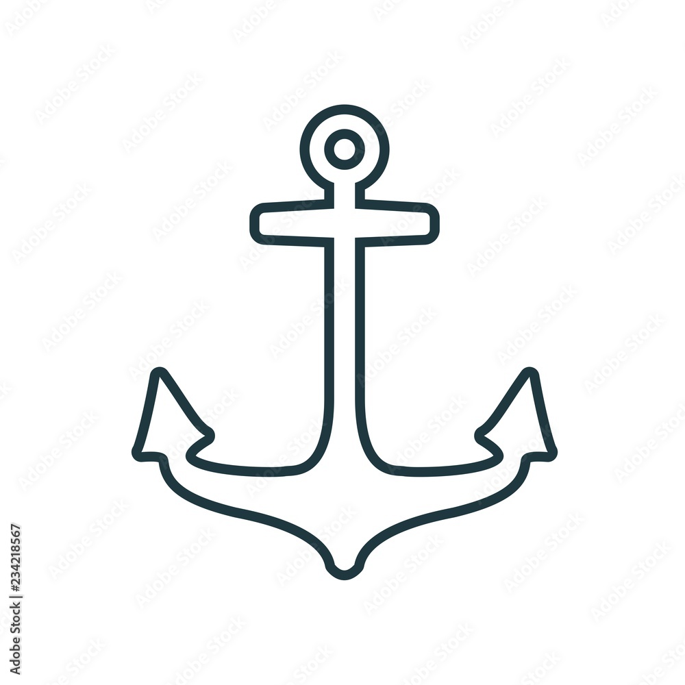 Sea travel, industry and journey sticker icon. Anchor in thin line style Sea travel, industry and journey sticker icon. Anchor in thin line style