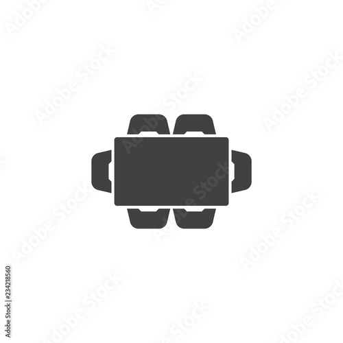 Dining table and chairs top view vector icon. filled flat sign for mobile concept and web design. living room interior furniture simple solid icon. Symbol, logo illustration. Vector graphics