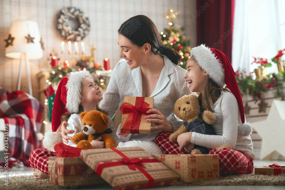 family celebrating Christmas family celebrating Christmas