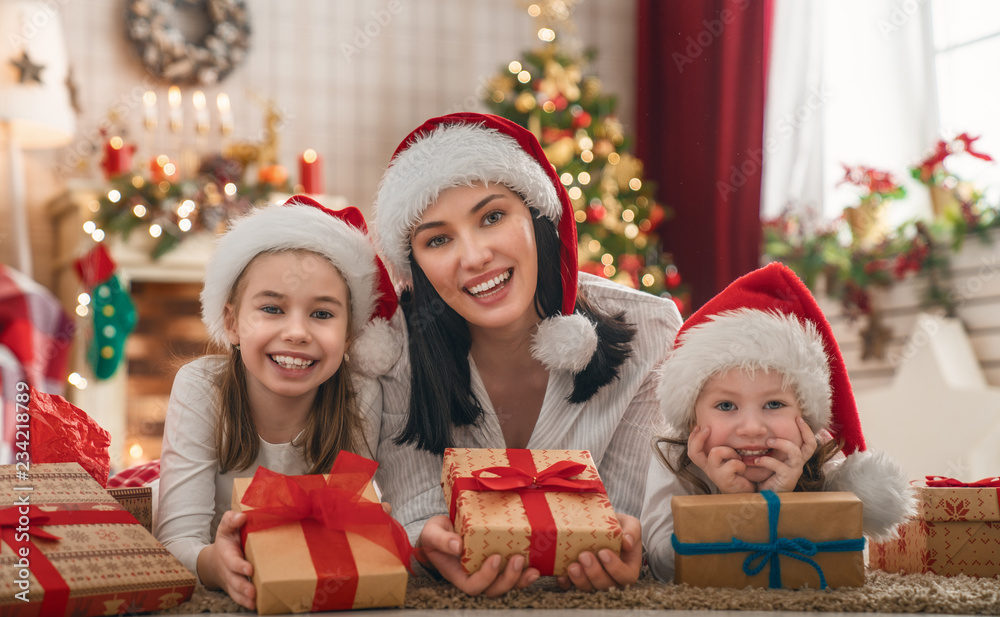 family celebrating Christmas family celebrating Christmas