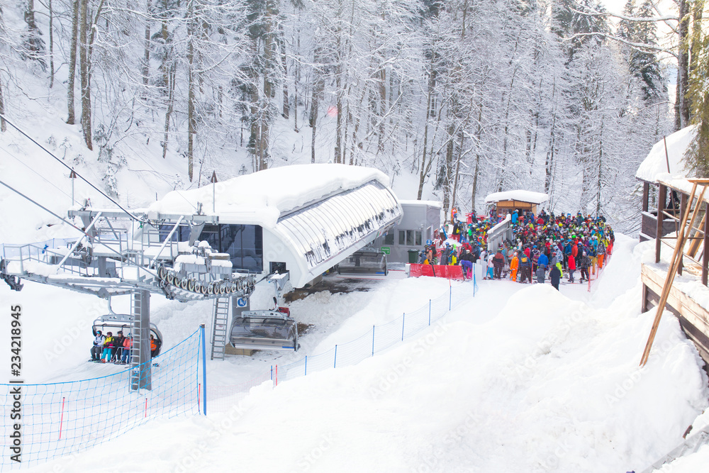Naklejka premium chairlift at a ski resort