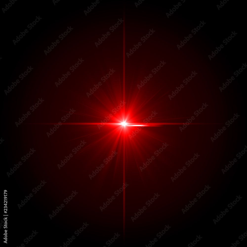 Lens flare Red light special effect Black background