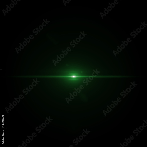 Obraz na płótnie Lens flare green light special effect Black background w salonie