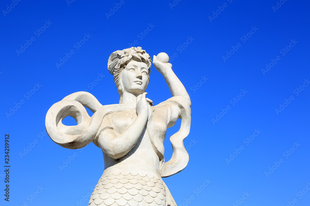 mermaid sculpture in the Beihe Park on december 26, 2013, Luannan County, Hebei Province, China.
