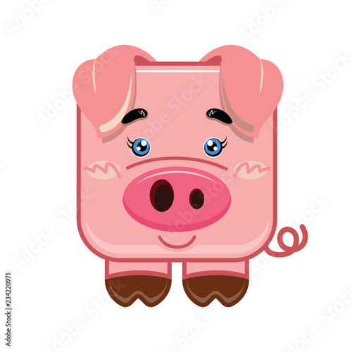 Vector illustration of cute pig cartoon