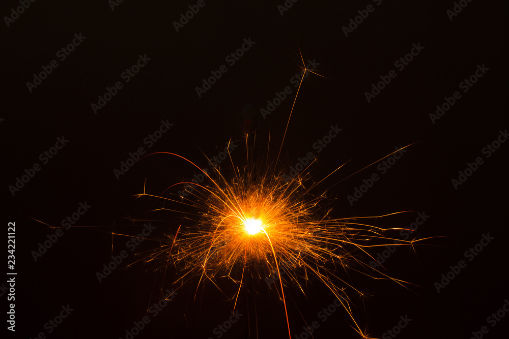 The beautiful sparklers on black background