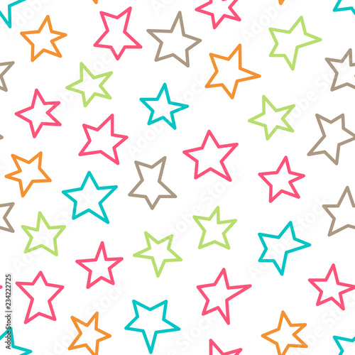 Vector seamless pattern of colorful abstract stars.