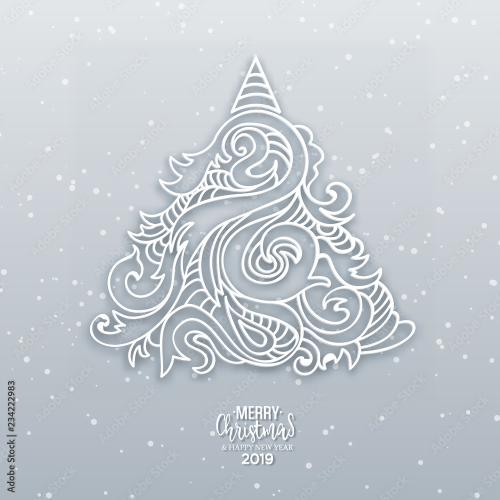 Vector hand drawn christmas tree