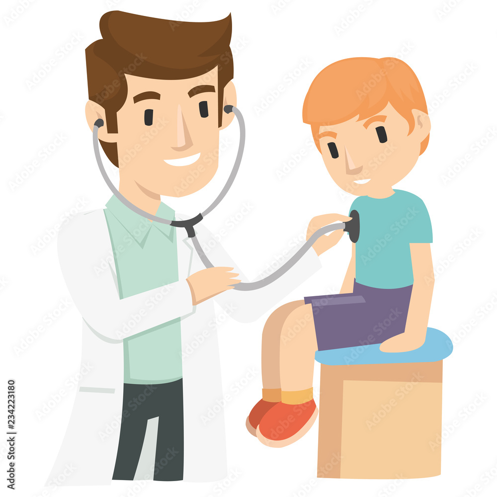 A paediatrican use stethoscope to examining kid A paediatrican use stethoscope to examining kid