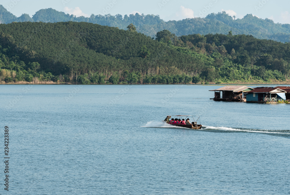 Fototapeta premium Boat tour and tourist travel in the lake.