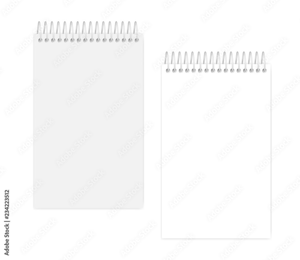 Wire spiral junior legal size empty notebook - white page and cover Wire spiral junior legal size empty notebook - white page and cover