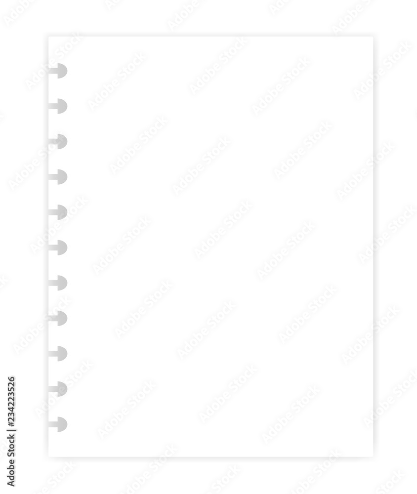 Hole punched white blank filler paper sheet for disc binder, vector mock  up. Empty letter size writing pad, template Stock Vector Image & Art - Alamy