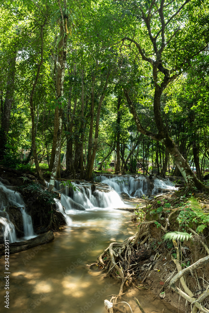 Landscape view of Kroeng Krawia Waterfall.