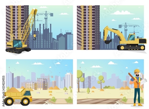 Concept Modern City Construction Buildings
