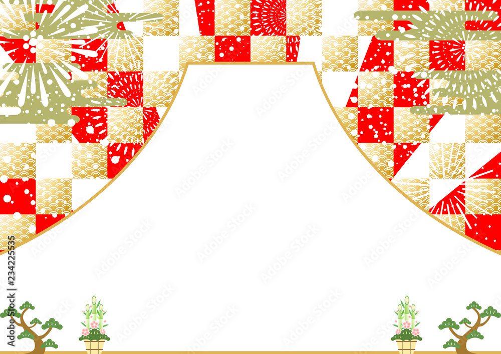 正月花火富士山市松背景stock Vector Adobe Stock