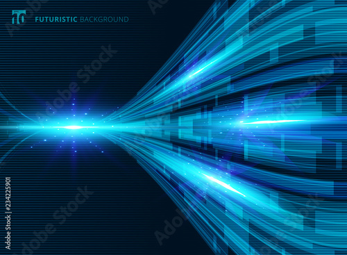 Abstract blue virtual technology concept futuristic digital perspective background