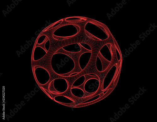 Abstract sphere with holes. Vector wireframe illustration