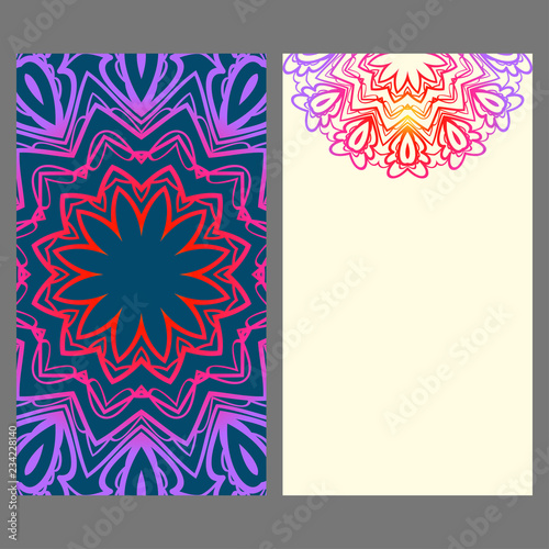 Design Vintage cards with Floral mandala pattern and ornaments. Vector template. Islam, Arabic, Indian, Mexican ottoman motifs. Hand drawn background