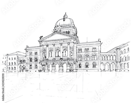 Bundeshaus scketch, Switzerland