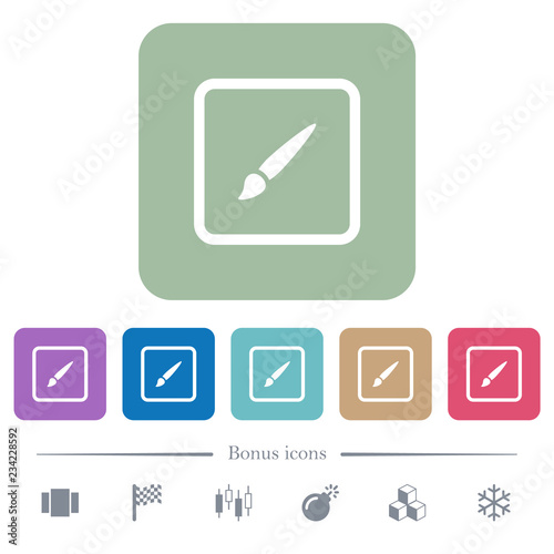 Paint object flat icons on color rounded square backgrounds photo