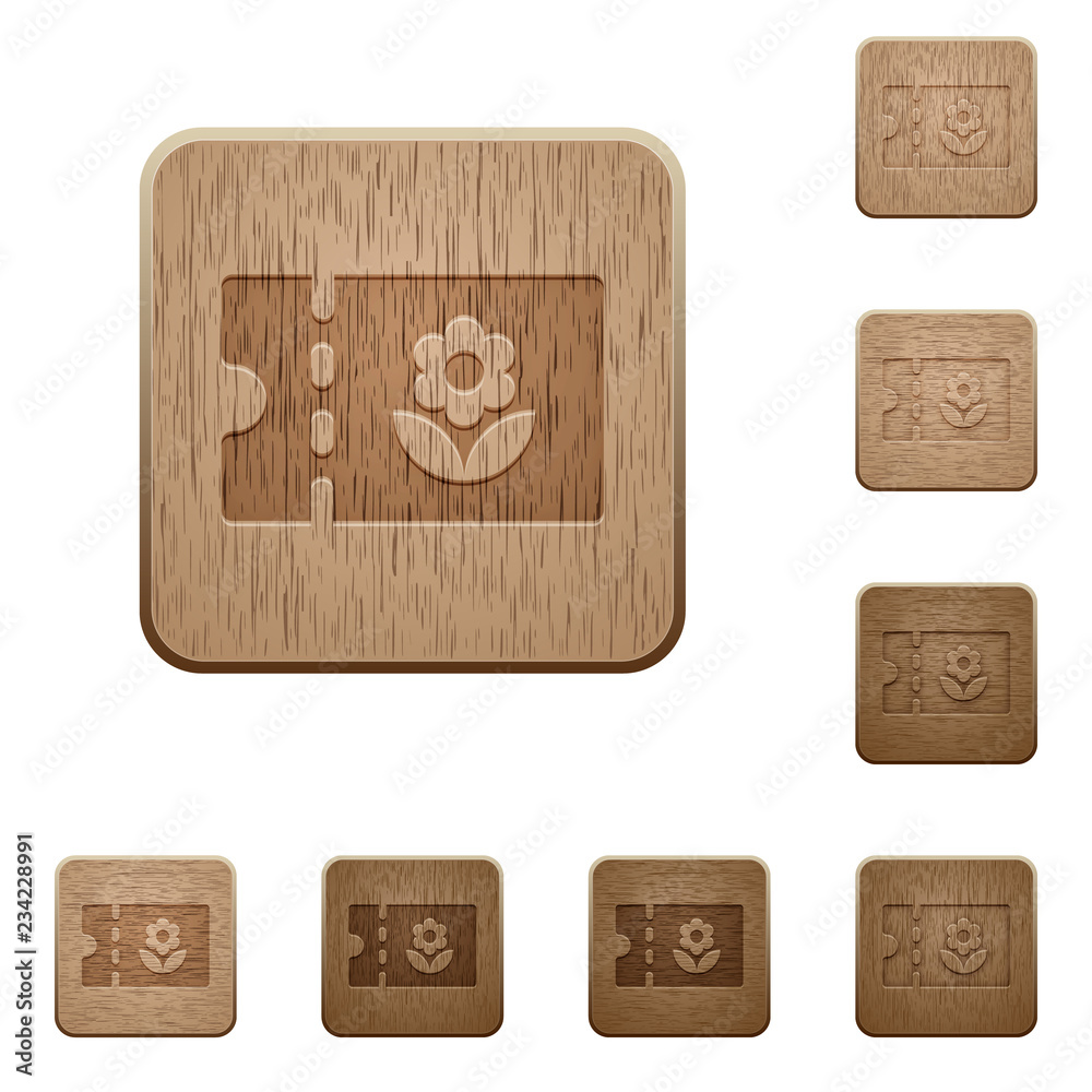 Flower shop discount coupon wooden buttons Flower shop discount coupon wooden buttons