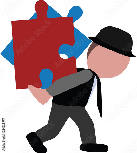 persona piegata porta nella schiena pezzi di puzzle