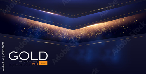Abstract Geometric Line Background with Gold Glitter Effect.