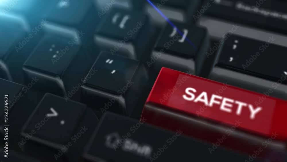 Animation close up computer keyboard with Safety Button Animation close up computer keyboard with Safety Button