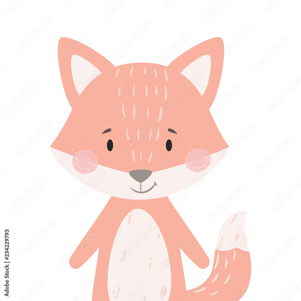 Fox baby print. Cute animal illustration for nursery Fox baby print. Cute animal illustration for nursery