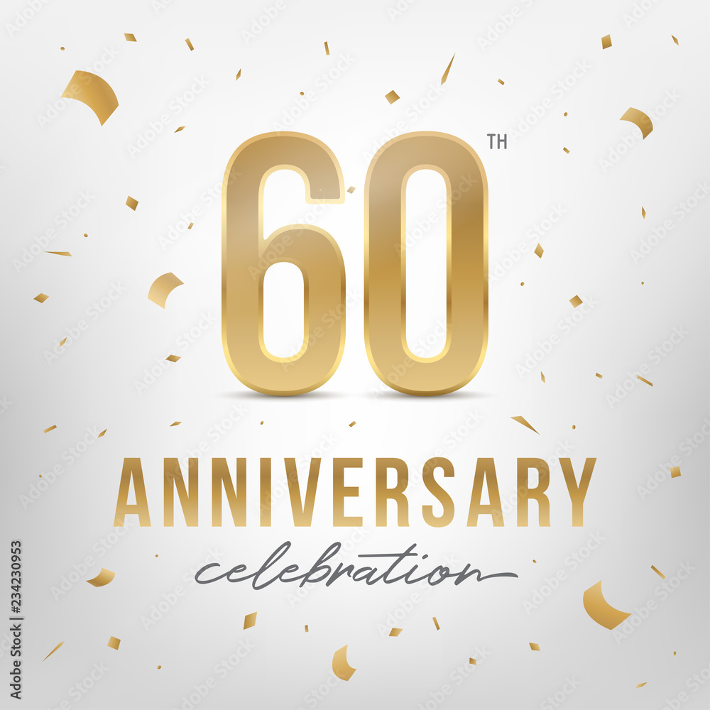 60th anniversary celebration golden template Vector Image