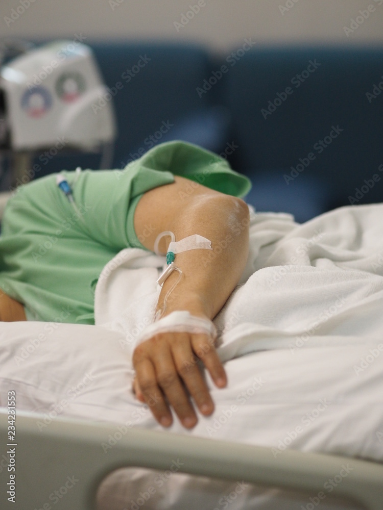 Patients sleep to saline at the hospital ward Patients sleep to saline at the hospital ward