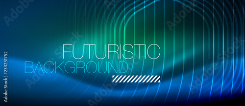 Wallpaper Mural Neon glowing lines, magic energy space light concept, abstract background wallpaper design Torontodigital.ca