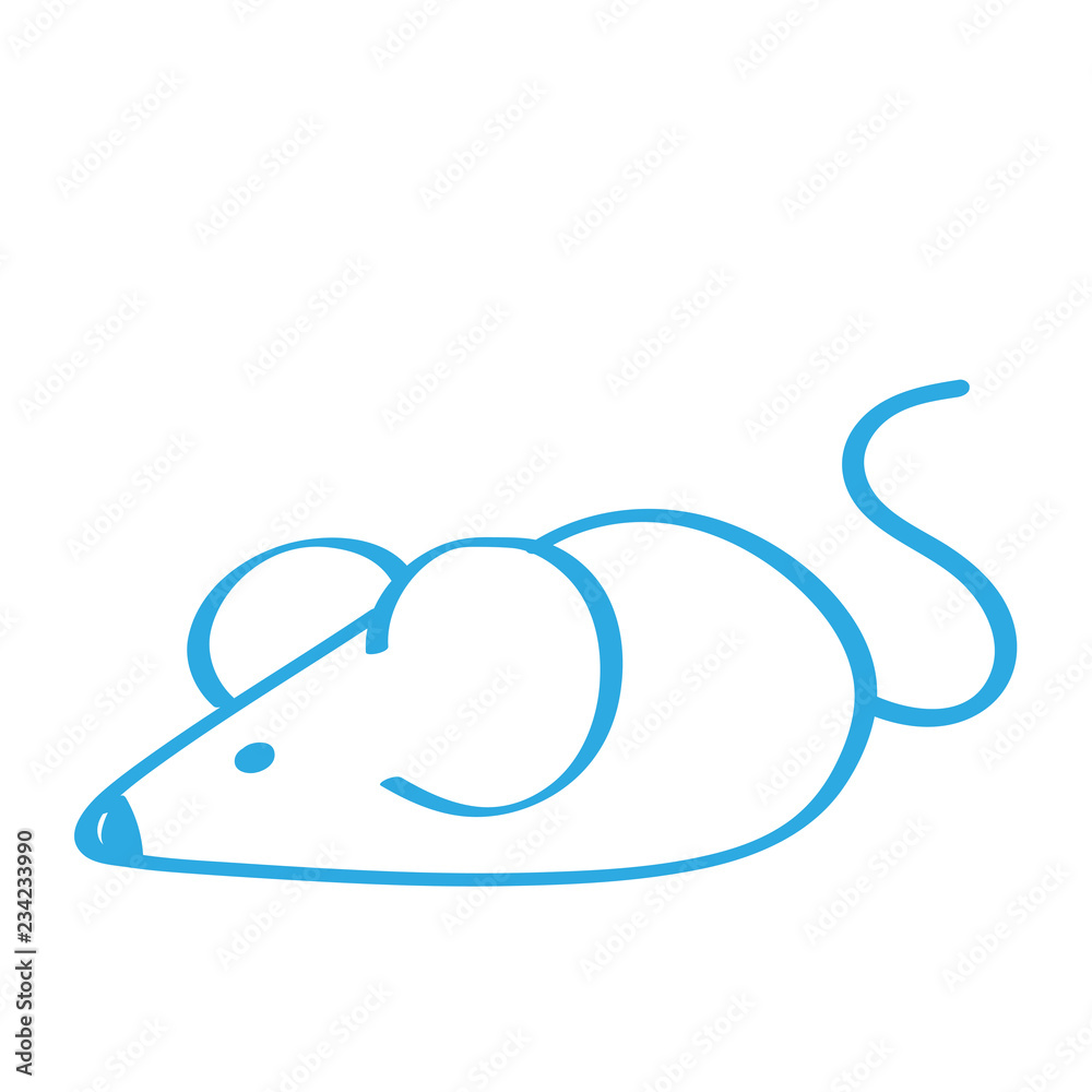 Handgezeichnete Maus in blau Handgezeichnete Maus in blau