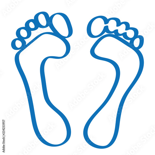 Handgezeichneter Fußabdruck in dunkelblau