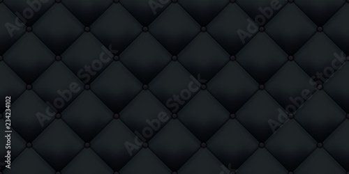Black leather upholstery vintage luxury texture pattern background. Vector ro...