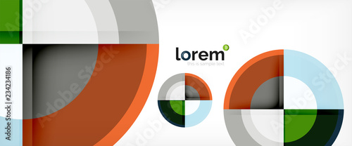 Free Download Modern geometric circles abstract background, colorful round shapes with shadow effects - GFXLoad