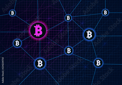 Blockchain concept banner. Circle blocks connection with each other and shapes crypto chain. Blockchain cryptocurrencies global network technology e-commerce business management. Abstract technology.