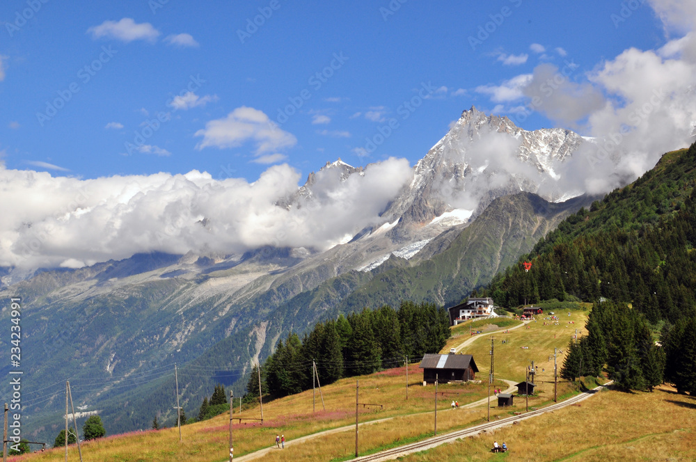 Summer view of mountains in french Alps