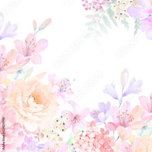 Elegant roses and peony flowers
