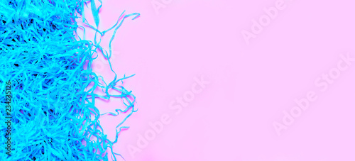 Creative pink and blue paper background. Top view, flat lay. Pastel colors.