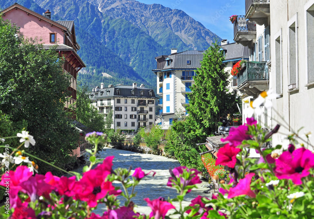 Summer view of Chamonix, Haute Savoie