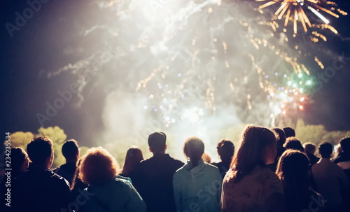 Crowd watching fireworks