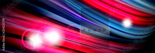 Mixing color waves on black, liquid flowing shapes