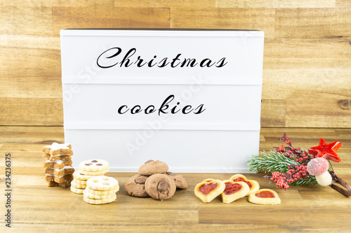  Light box with the words Christmas cookies