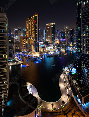 Photography Dubai Marina at night, UAE travel spot