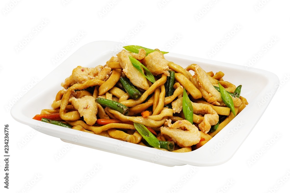 Wok, Chinese food on white background Wok, Chinese food on white background