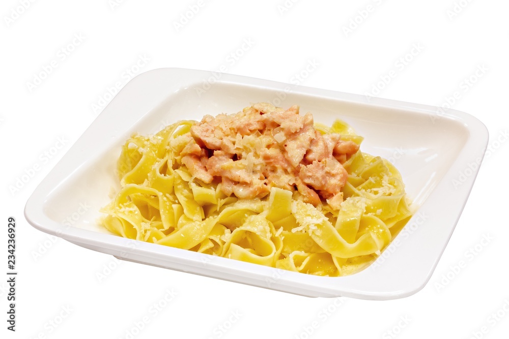 Italian pasta in a plate on a white background Italian pasta in a plate on a white background